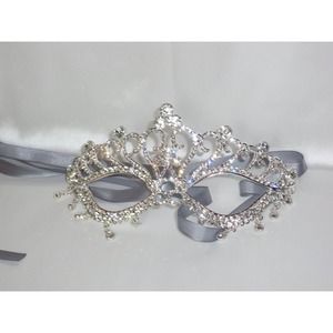 rhinestone silver bridal wedding costume ball masquerade halloween prom mask